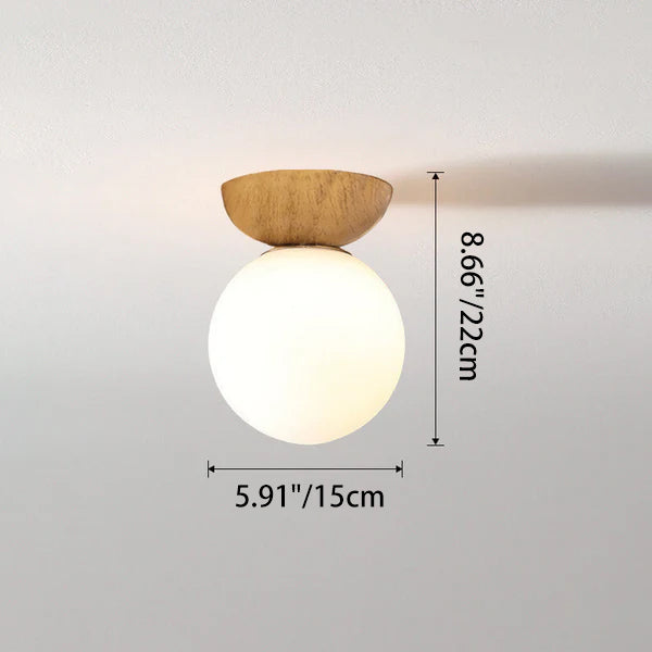 Glass Orb Pendant Light for Living Room | Iron Semi-Flush Mount Modern Minimalist | Lologe