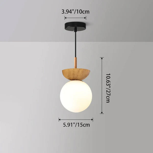 Glass Orb Pendant Light for Living Room | Iron Semi-Flush Mount Modern Minimalist | Lologe