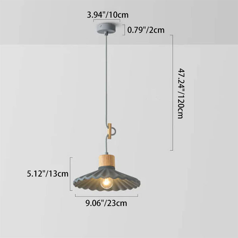 Cement Pendant Light for Living Room | Scalloped Shade Modern Design | Lologe