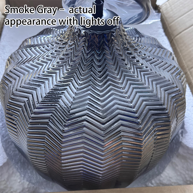 Glass Pendant Light for Dining Room | Textured Wavy Glass Modern Barrel Design | Lologe
