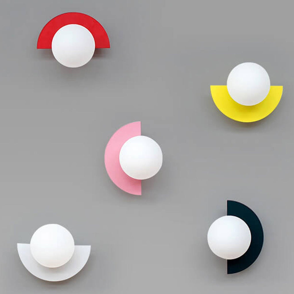 Modern Glass Globe Wall Sconce | Colourful Semi-Circle Design Iron Fixture | Lologe