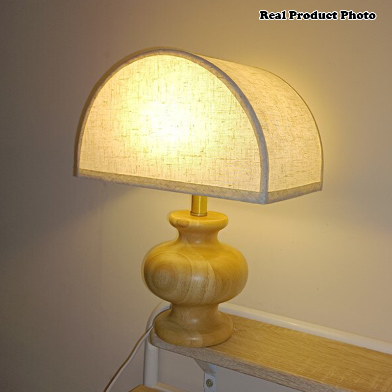 Japanese Wabi Sabi Table Lamp | Bedroom Living Room | Solid Wood Fabric | 1-Light | Vintage Style | Lologe
