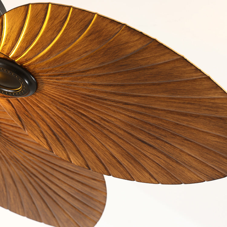 Rustic Ceiling Fan Light | Banana Leaf Blades & Glass Shade | Lologe