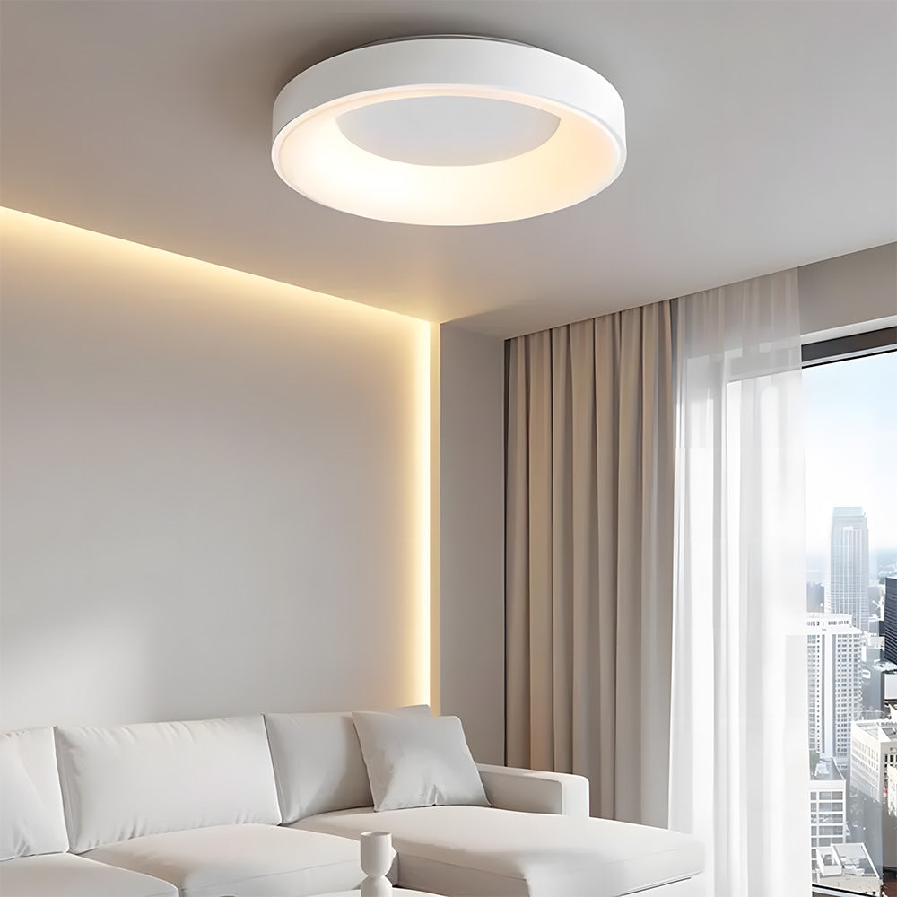 Round Minimalist White Ceiling Light | Living Room Bedroom | LED Flush Mount | Modern Style | Lologe