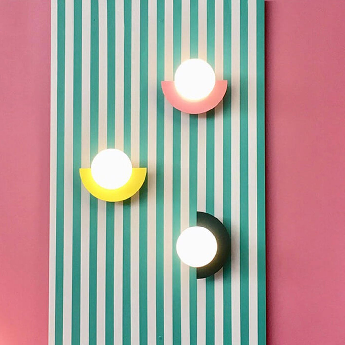 Modern Glass Globe Wall Sconce | Colourful Semi-Circle Design Iron Fixture | Lologe