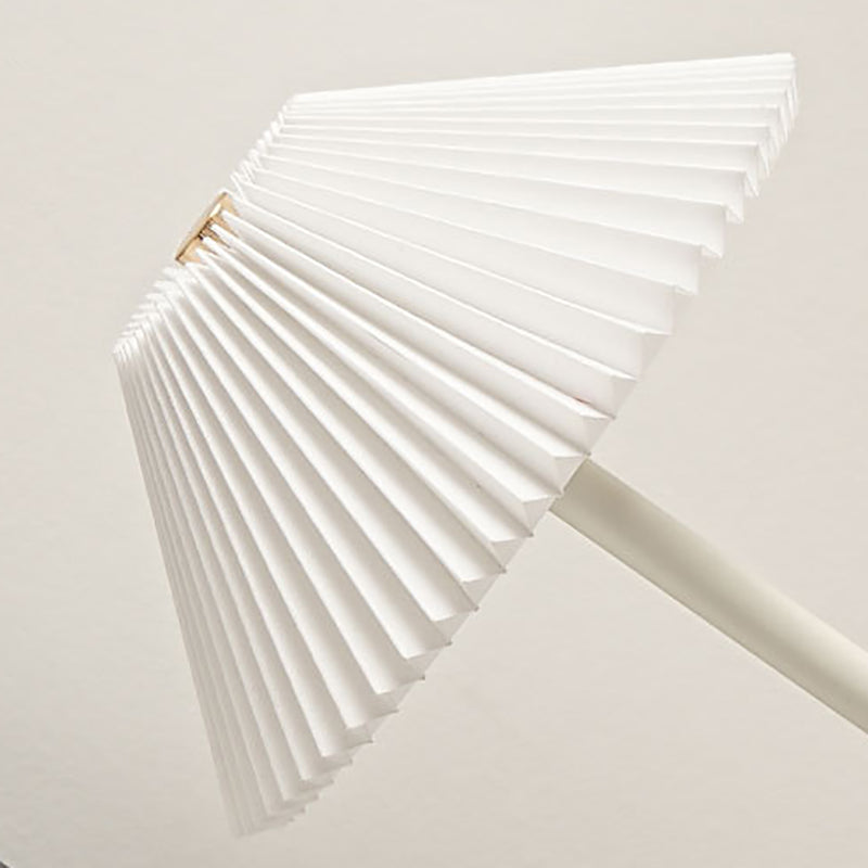 Scandinavian Rechargeable Table Lamp | Iron Fabric Conic Pleated Shade | Bedside | Modern | Lologe