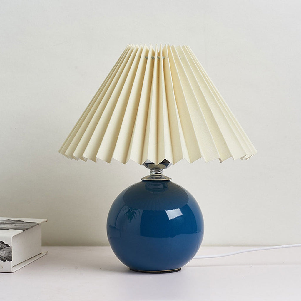 Table Lamp Bedroom Ceramic Pleated Shade | Minimalist Design | Lologe