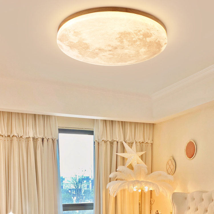 LED Flush Mount Ceiling Light for Bedroom | PVC Wood Grain Nordic Design | Lologe