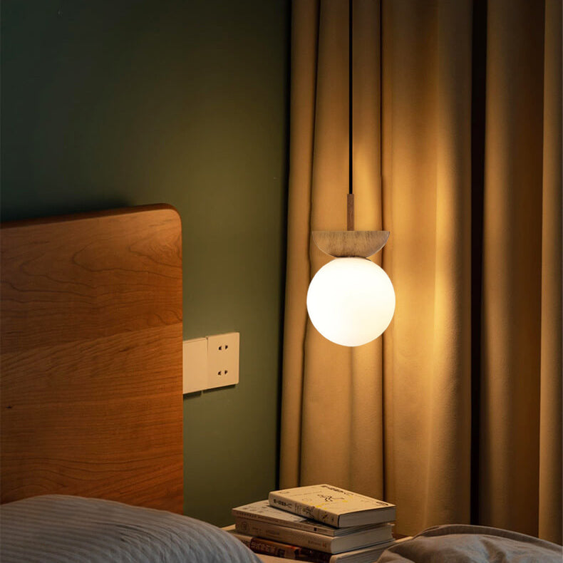 Glass Orb Pendant Light for Living Room | Iron Semi-Flush Mount Modern Minimalist | Lologe