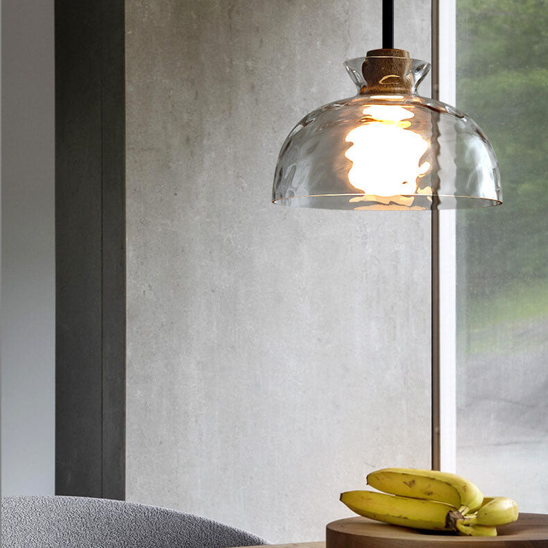 Pendant Light for Kitchen Island | Clear Rippled Glass Shade | 1-Light Nordic | Lologe