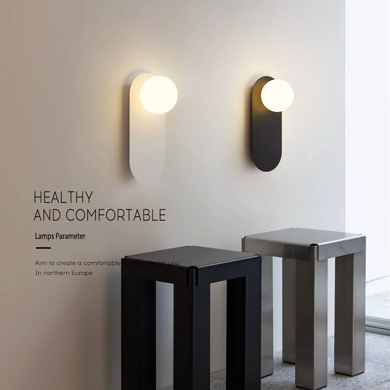 Modern Glass Wall Sconce for Bedroom & Hallway | Metal Ring Base | Lologe
