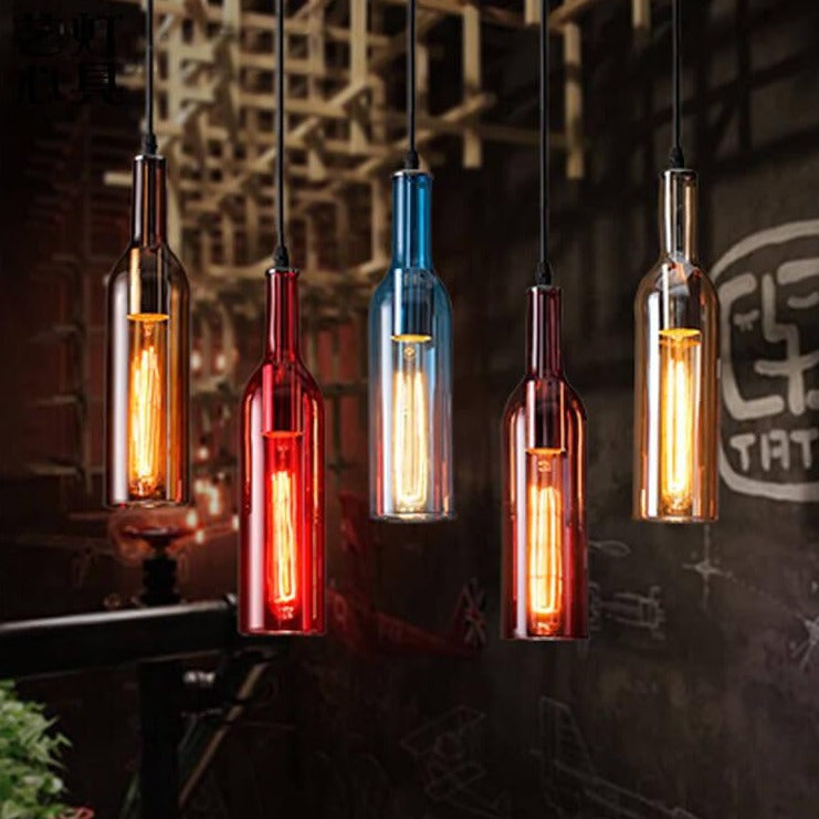 Glass Bottle Pendant Light | Kitchen Island Antique Glass Vintage Style | Lologe