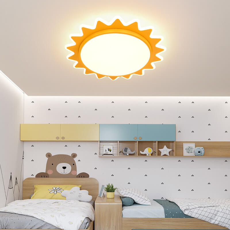 Creative Cartoon Sun LED Flush Mount Ceiling Light | Kids Room | Cute Modern Decor | Lologe