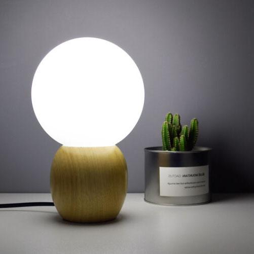 Nordic Wood Table Lamp | Bedroom Living Room | Milk White Glass Orb | 1-Light | Modern | Lologe