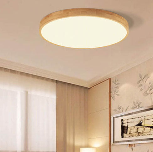 LED Flush Mount Ceiling Light | Bedroom Solid Wood Ultra Thin Round Design | Lologe