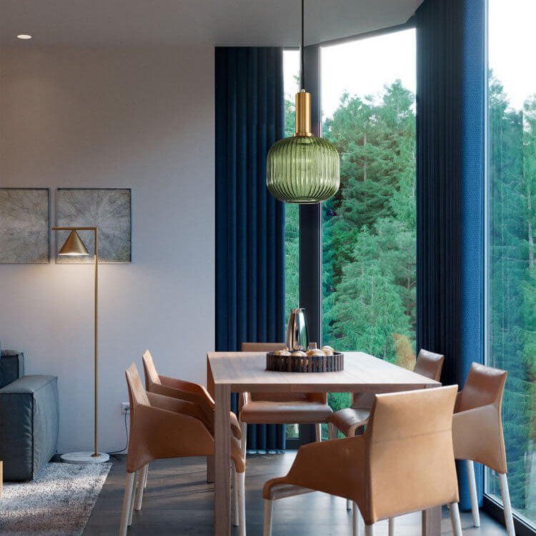 Glass Lantern Pendant Light | Dining Room Striped Glass Modern Minimalist | Lologe