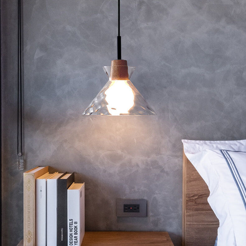 Pendant Light for Kitchen Island | Clear Rippled Glass Shade | 1-Light Nordic | Lologe