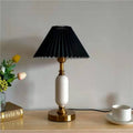 Retro Pleated Shade Table Lamp | Column Base Bedroom Accent Light | Lologe