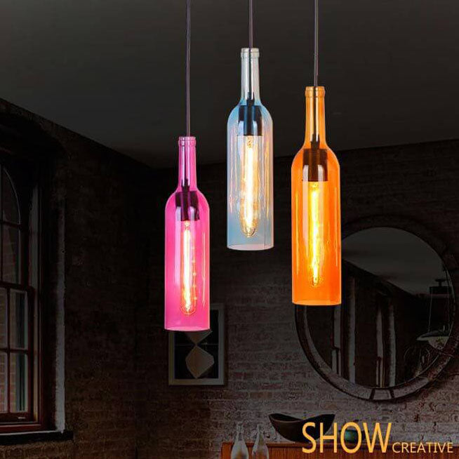 Glass Bottle Pendant Light | Kitchen Island Antique Glass Vintage Style | Lologe