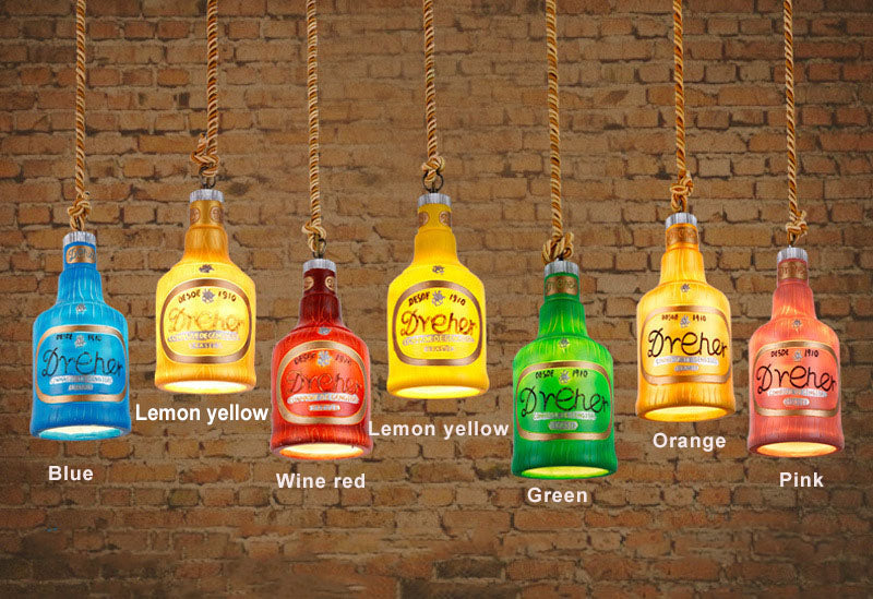 Resin Bottle Pendant Light | Colorful Industrial Ceiling Lighting | Lologe