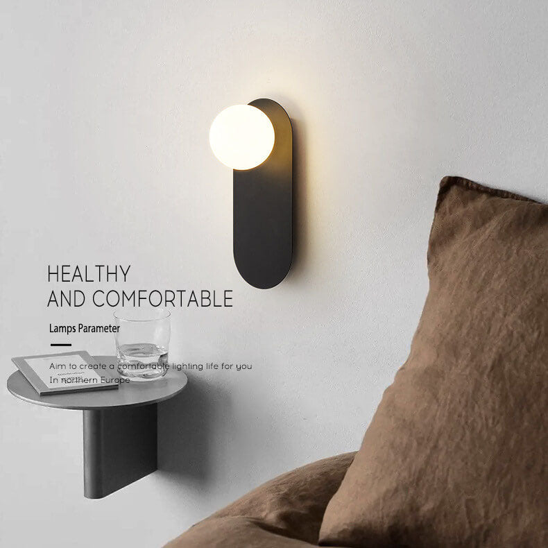 Modern Glass Wall Sconce for Bedroom & Hallway | Metal Ring Base | Lologe
