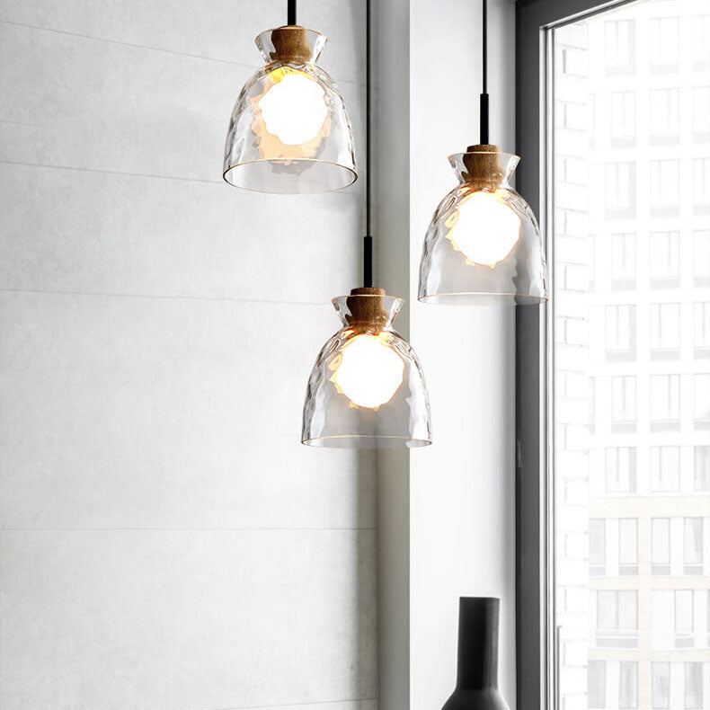 Pendant Light for Kitchen Island | Clear Rippled Glass Shade | 1-Light Nordic | Lologe