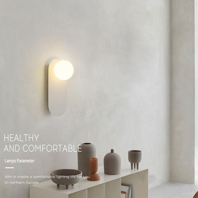 Modern Glass Wall Sconce for Bedroom & Hallway | Metal Ring Base | Lologe