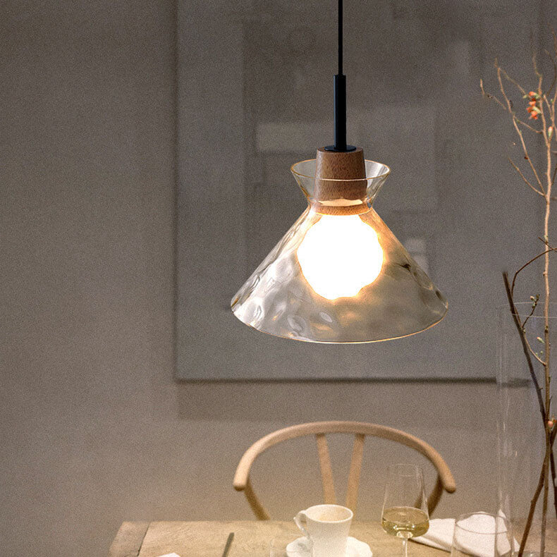 Pendant Light for Kitchen Island | Clear Rippled Glass Shade | 1-Light Nordic | Lologe