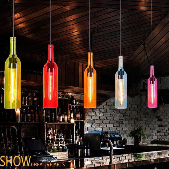 Glass Bottle Pendant Light | Kitchen Island Antique Glass Vintage Style | Lologe