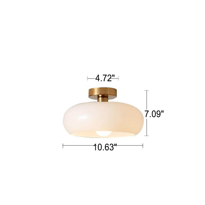 Flush Mount Ceiling Light | Living Room | Glass & Copper | Round 1-Light | Lologe