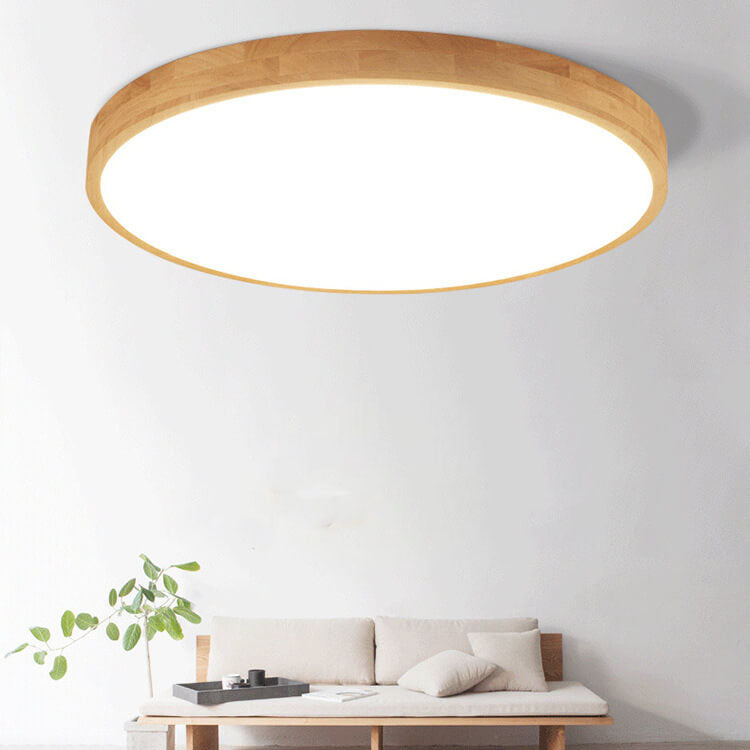 LED Flush Mount Ceiling Light | Bedroom Solid Wood Ultra Thin Round Design | Lologe