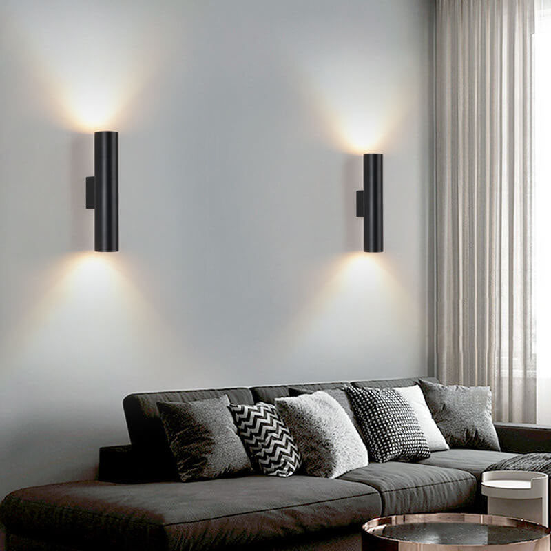 2-Light Wall Sconce for Hallway | Aluminum Cylindrical Modern Lighting | Lologe