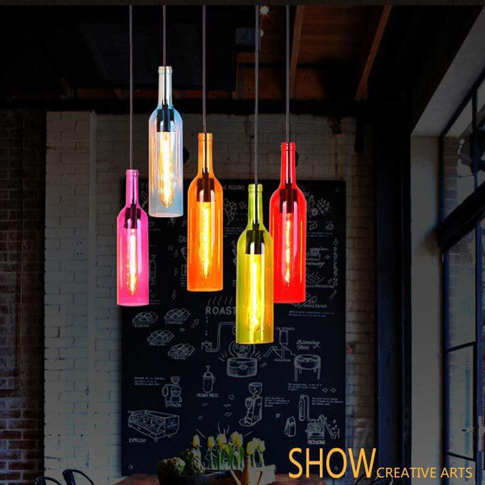 Glass Bottle Pendant Light | Kitchen Island Antique Glass Vintage Style | Lologe