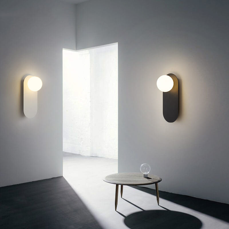 Modern Glass Wall Sconce for Bedroom & Hallway | Metal Ring Base | Lologe