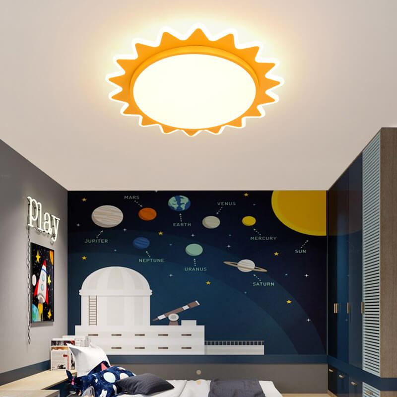 Creative Cartoon Sun LED Flush Mount Ceiling Light | Kids Room | Cute Modern Decor | Lologe