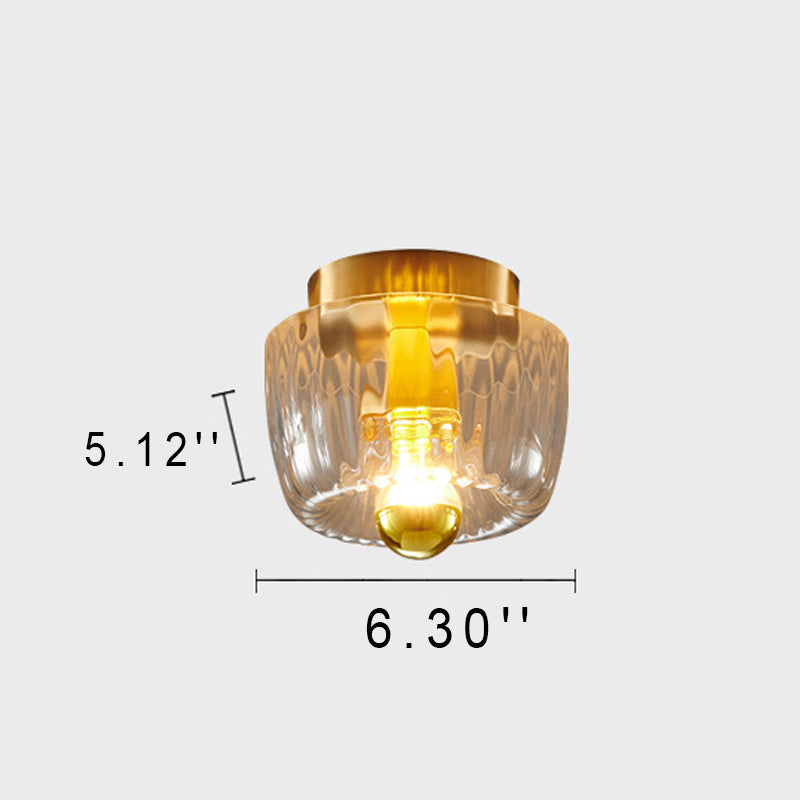 Modern Glass Flush Mount Light | Sun Shape | Full Copper | Dual-Purpose | 1-Light | Lologe