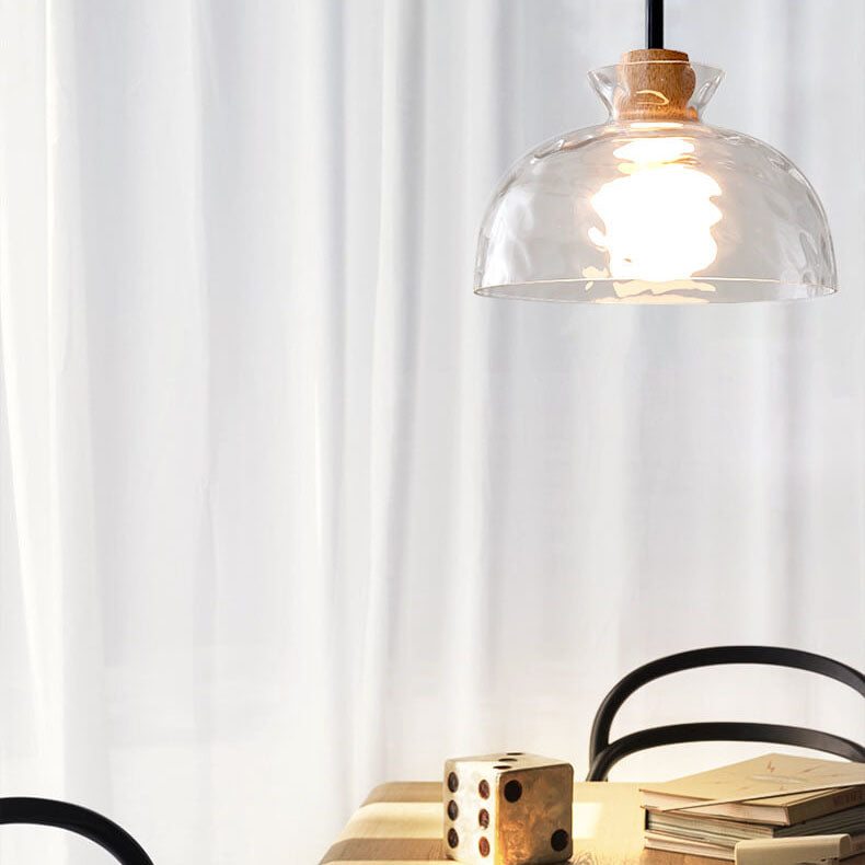 Pendant Light for Kitchen Island | Clear Rippled Glass Shade | 1-Light Nordic | Lologe