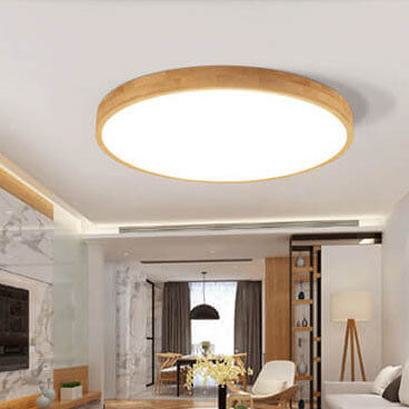 LED Flush Mount Ceiling Light | Bedroom Solid Wood Ultra Thin Round Design | Lologe