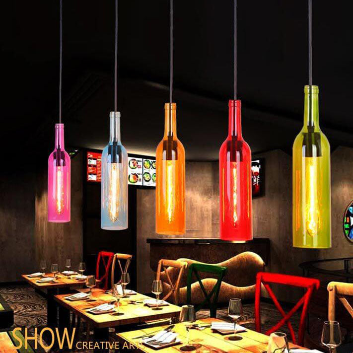 Glass Bottle Pendant Light | Kitchen Island Antique Glass Vintage Style | Lologe