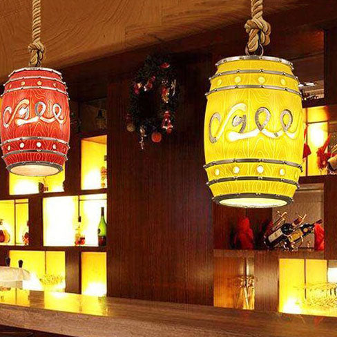 Wine Barrel Pendant Light | Dining Room Ambience | Vintage Resin Rustic Style | Lologe