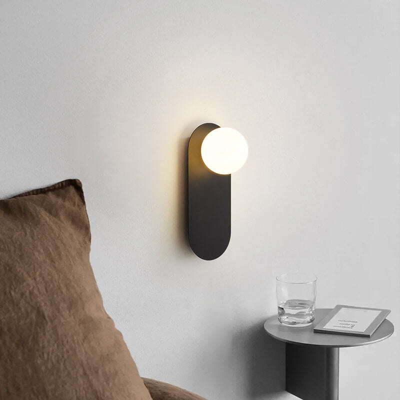 Modern Glass Wall Sconce for Bedroom & Hallway | Metal Ring Base | Lologe