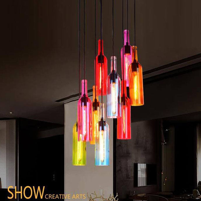 Glass Bottle Pendant Light | Kitchen Island Antique Glass Vintage Style | Lologe