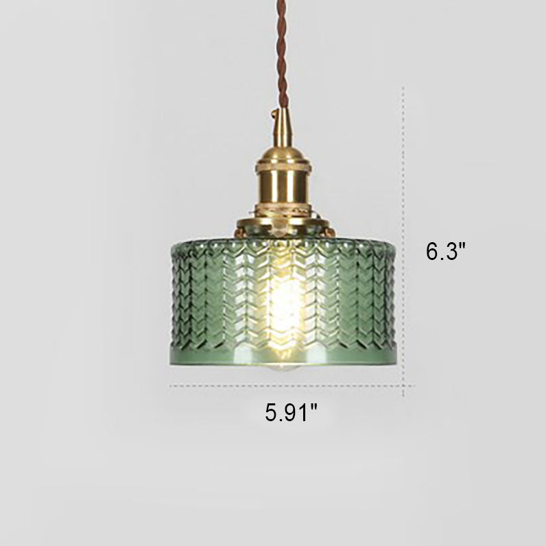 Glass Pendant Light for Kitchen Island | Brass Vintage Jar Shade | Lologe