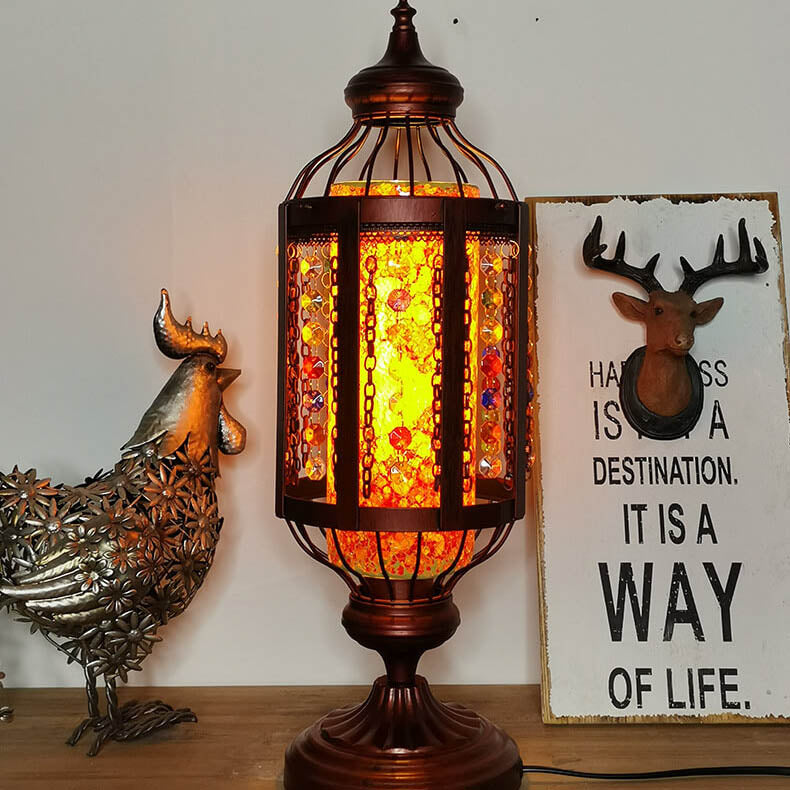 Vintage Turkish Table Lamp | Bedroom Living Room | Stained Glass Lantern | 1-Light | Decorative | Lologe