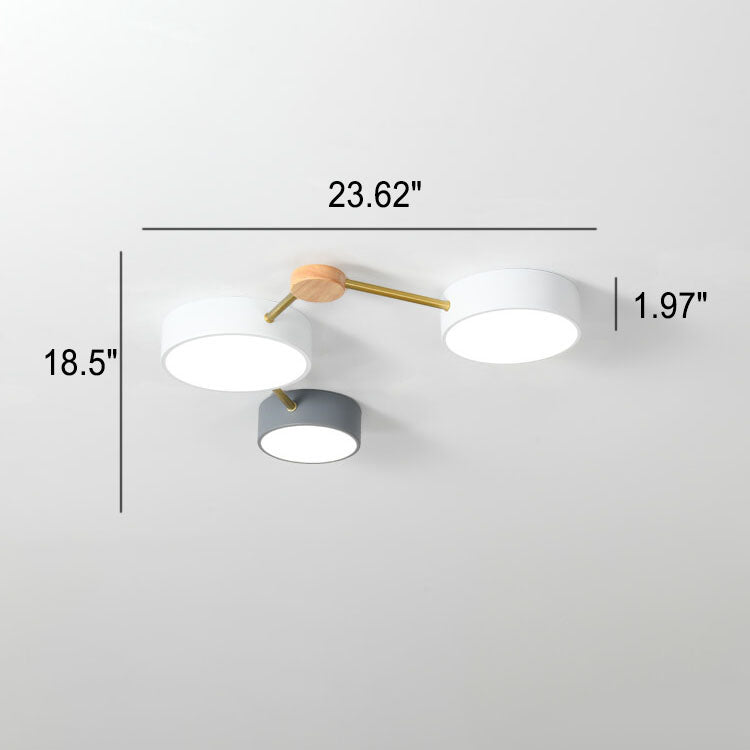 LED Flush Mount Ceiling Light | Bedroom Lighting | Solid Wood & Iron | Scandinavian Modern | Lologe