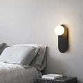 Modern Glass Wall Sconce for Bedroom & Hallway | Metal Ring Base | Lologe