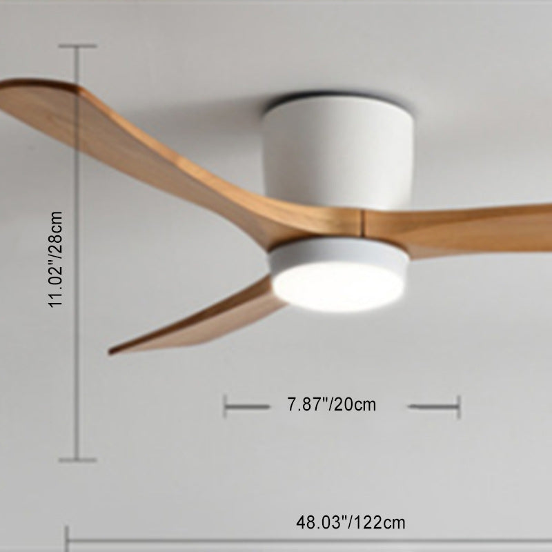 LED Ceiling Fan Light | For Living Room | Copper Wood Acrylic | Semi-Flush Mount | Lologe