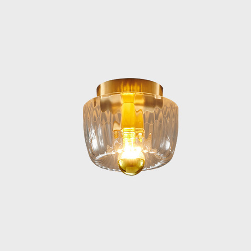 Modern Glass Flush Mount Light | Sun Shape | Full Copper | Dual-Purpose | 1-Light | Lologe