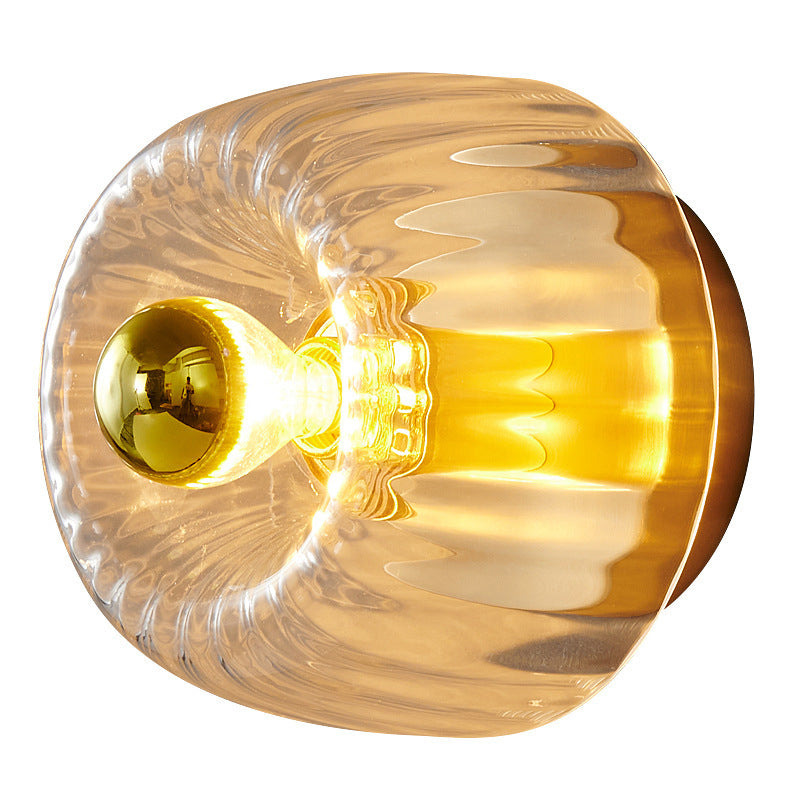 Modern Glass Flush Mount Light | Sun Shape | Full Copper | Dual-Purpose | 1-Light | Lologe