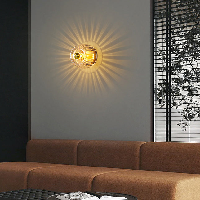 Modern Glass Flush Mount Light | Sun Shape | Full Copper | Dual-Purpose | 1-Light | Lologe